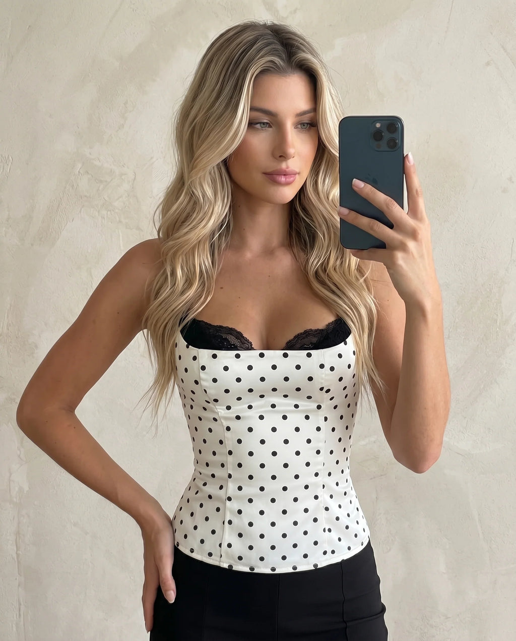 Top Corset Crop | Lunares & Encaje Negro