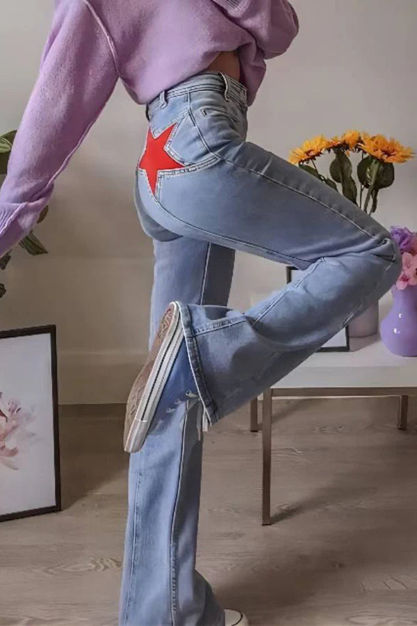 Jean Wide Leg con Estrella Roja