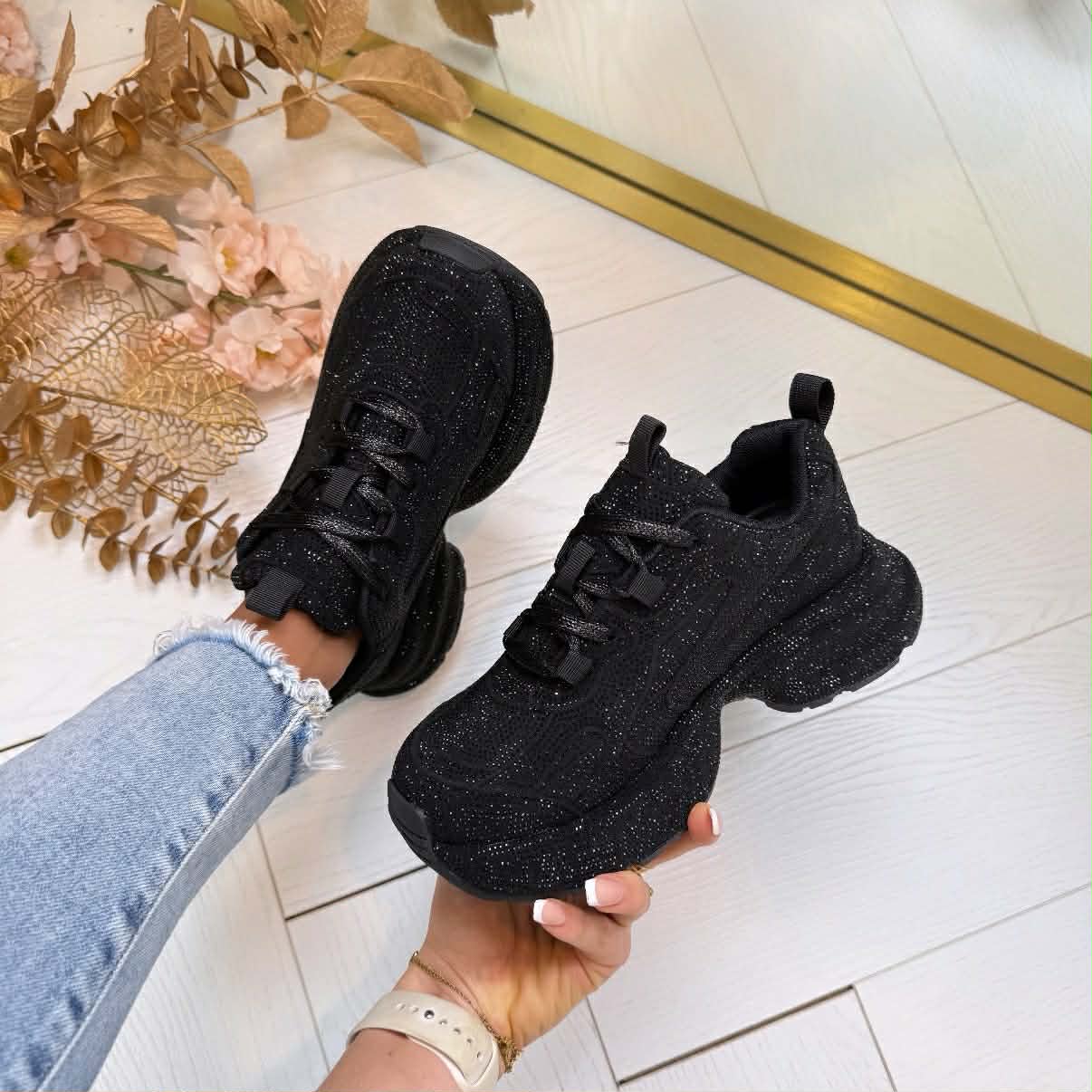 Sneakers Chunky con Glitter Brillos