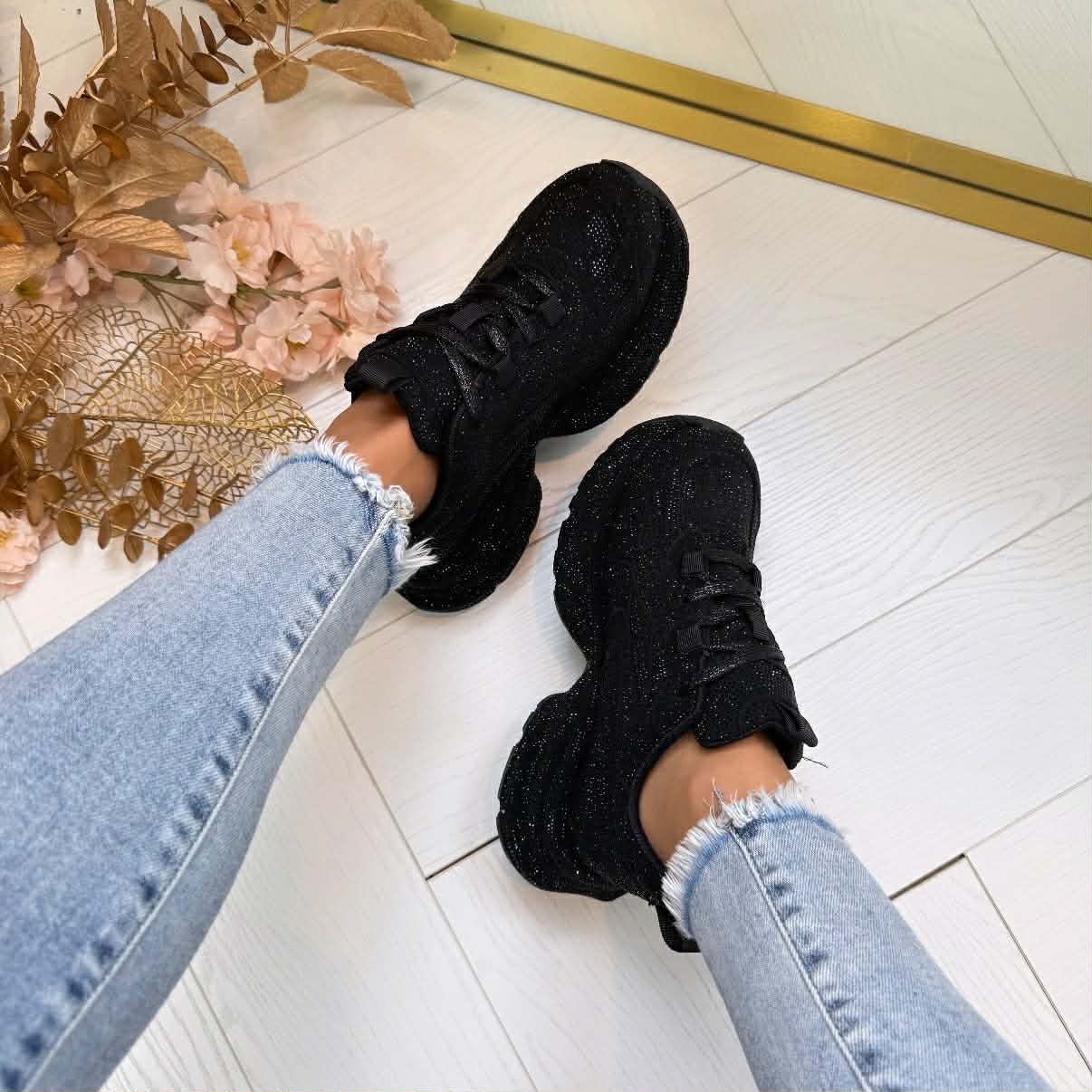 Sneakers Chunky con Glitter Brillos