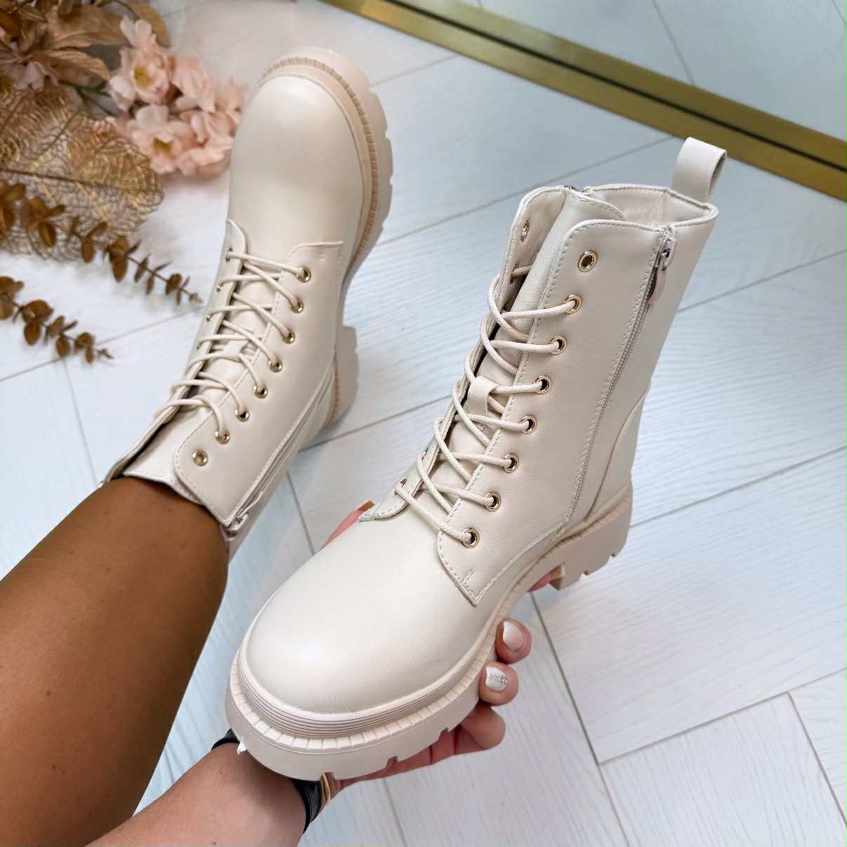 Botas Combat de Cuero PU