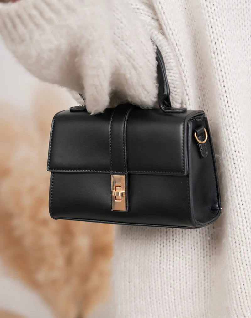 Mini Bolso Top Handle con Cierre Dorado
