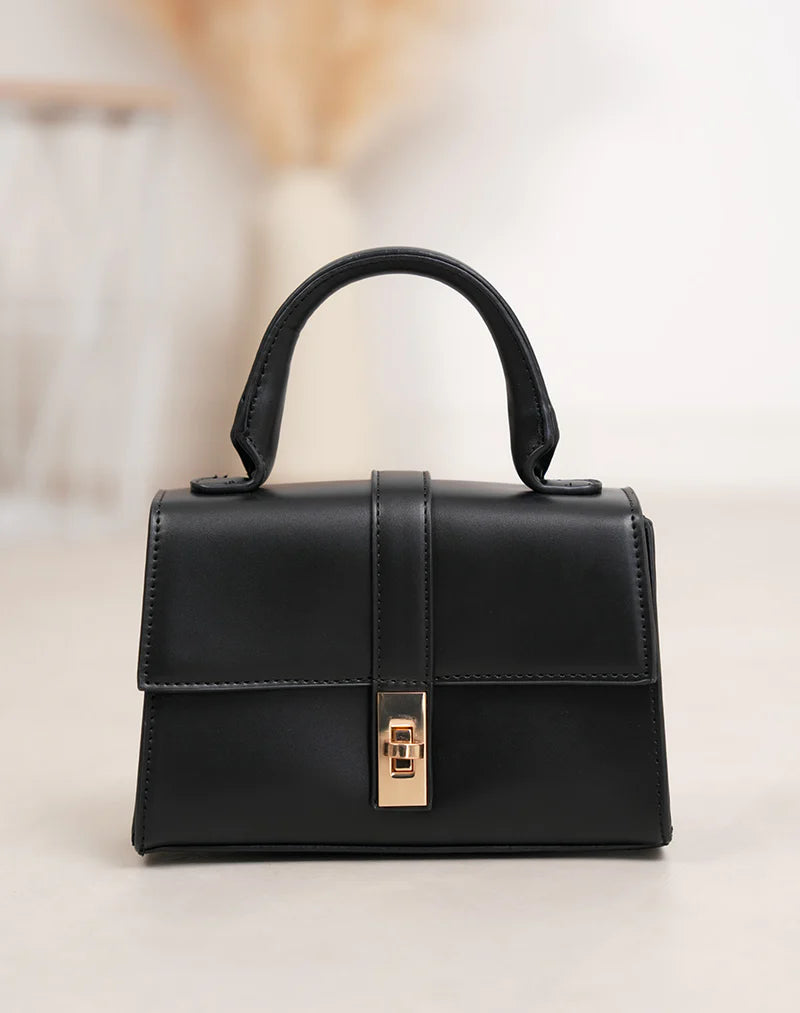 Mini Bolso Top Handle con Cierre Dorado