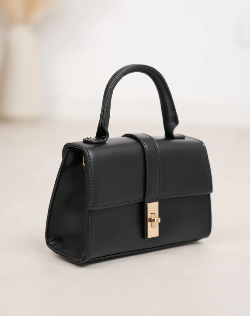 Mini Bolso Top Handle con Cierre Dorado