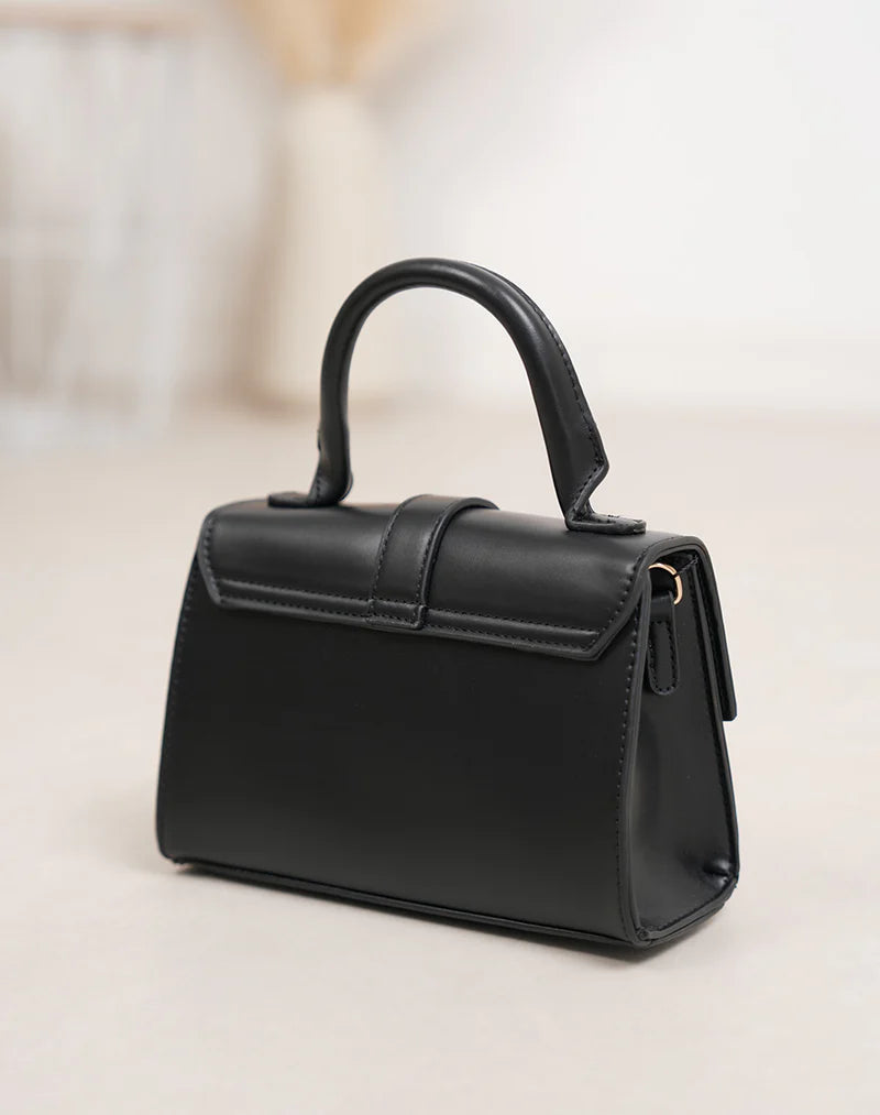 Mini Bolso Top Handle con Cierre Dorado