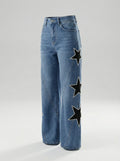 Jeans Wide Leg con Estrellas y Strass