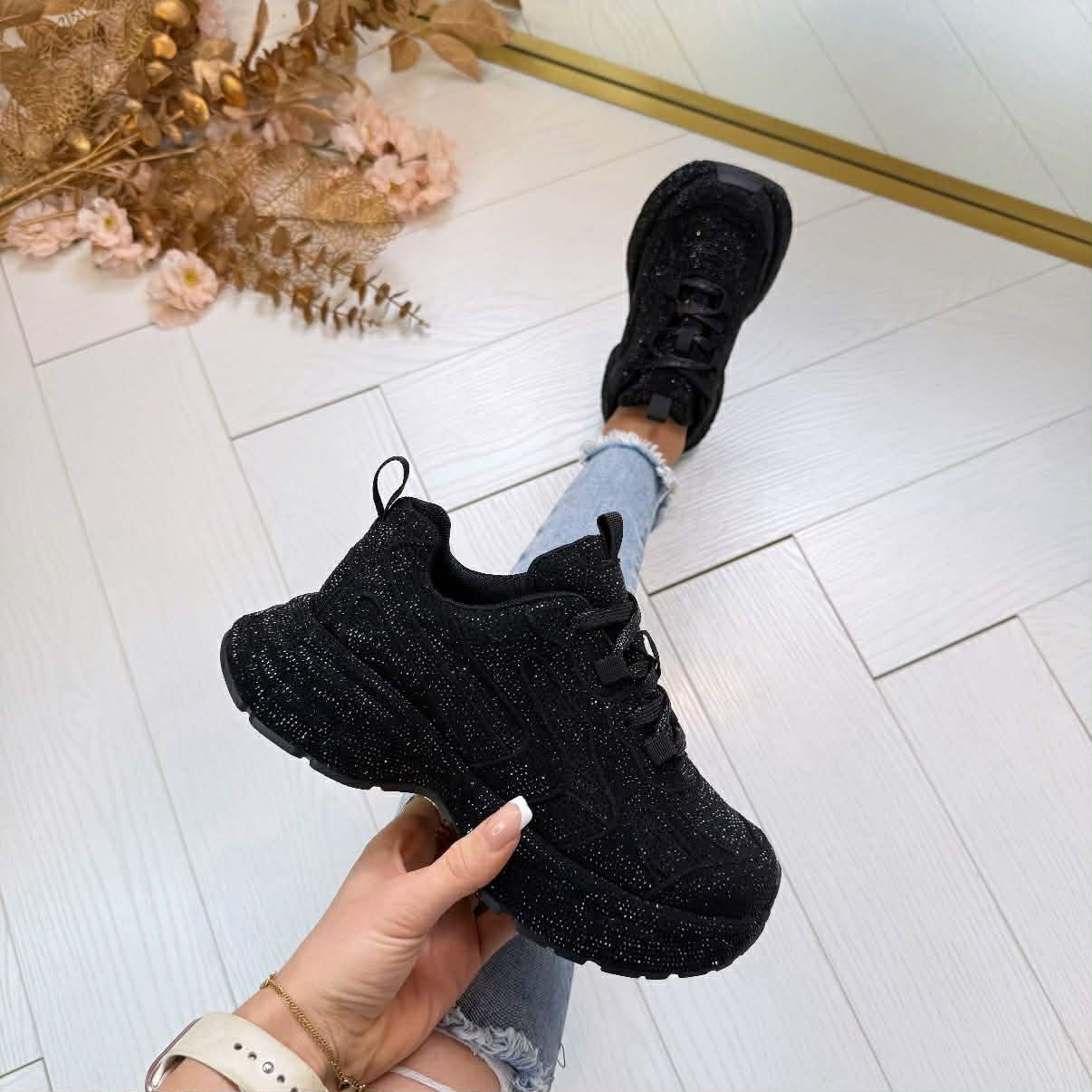 Sneakers Chunky con Glitter Brillos